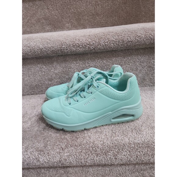 Skechers "Uno" Mint Green Sneakers w/ Wedge in Heel Size 7.5 - Picture 2 of 11